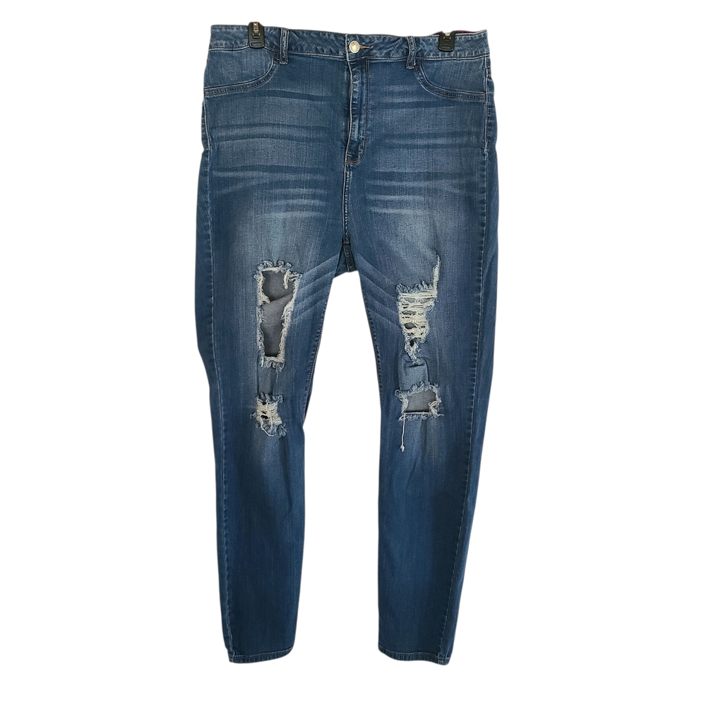Ms. Cello Women's Blue Distressed High Waisted Jeans Size 22